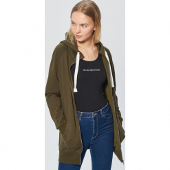 Długa bluza z kapturem - Khaki. Brązowe bluzy z kapturem damskie marki Cropp, l, z długim rękawem, długie. Za 89,99 zł.
