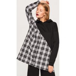 Długa bluza z łączonych materiałów - Czarny. Czarne długie bluzy damskie Reserved, l, z materiału, z długim rękawem. W wyprzedaży za 49,99 zł.