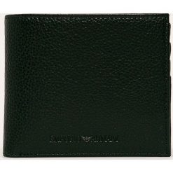 Emporio Armani - Portfel skórzany. Czarne portfele męskie Emporio Armani, bez wzorów, ze skóry. Za 489,90 zł.