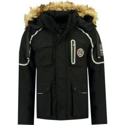 Kurtka zimowa "Bars" w kolorze czarnym. Czarne płaszcze męskie Geographical Norway Men, na zimę, xxl, z aplikacjami, bez kaptura. W wyprzedaży za 389,95 zł.