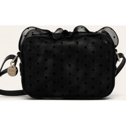 Red Valentino - Torebka. Czarne listonoszki damskie Red Valentino, w paski, ze skóry, na ramię, małe, bez dodatków. Za 1499,00 zł.