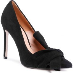 Szpilki EVA MINGE - EM-10-07-000766 801. Czarne półbuty damskie Eva Minge, z aplikacjami, ze skóry, eleganckie, bez obcasa, na obcasie, bez zapięcia. W wyprzedaży za 279,00 zł.