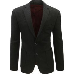 Marynarki męskie slim fit: Marynarka męska casual czarna w kratę (mx0364)