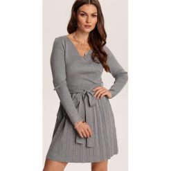 Szara Sukienka Brileh. Szare sukienki damskie Renee, s, bez wzorów, z dzianiny, bez kołnierzyka, bez rękawów. Za 139,99 zł.