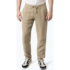 Alberto - Męskie spodnie lniane, beżowy. Brązowe spodnie męskie Alberto, m, bez wzorów, eleganckie. Za 449,95 zł.