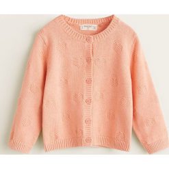 Mango Kids - Kardigan dziecięcy Cake4 80-104 cm. Różowe swetry dziewczęce marki Mango Kids, bez wzorów, z bawełny, bez kołnierzyka, z krótkim rękawem, krótkie, bez kaptura. Za 59,90 zł.