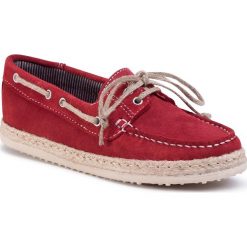 Espadryle QUAZI - QZ-10-04-000647 608. Czerwone espadryle damskie QUAZI, bez wzorów, ze skóry, bez obcasa, na płaskiej podeszwie. W wyprzedaży za 199,00 zł.