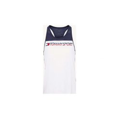Topy na ramiączkach / T-shirty bez rękawów Tommy Sport S10S100064 TANK TOP. Niebieskie topy damskie Tommy Sport, s, bez wzorów, bez kołnierzyka. Za 138,46 zł.