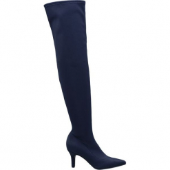 Kozaki za kolano Catwalk granat. Niebieskie kozaki damskie Catwalk, z materiału, za kolano, bez obcasa, na obcasie, bez zapięcia. Za 179,90 zł.