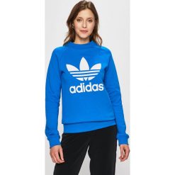 Adidas Originals - Bluza. Niebieskie bluzy damskie adidas Originals, z nadrukiem, z bawełny, bez rękawów, bez kaptura. Za 199,90 zł.