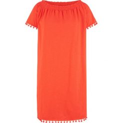 Sukienka shirtowa, krótki rękaw bonprix mandarynka. Czerwone sukienki damskie bonprix, bez wzorów, bez kołnierzyka, z krótkim rękawem, krótkie, mini. Za 54,99 zł.