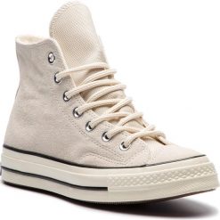 Sneakersy CONVERSE - Chuck 70 Hi 162372C Natural Ivory/Blac. Brązowe półbuty damskie Converse, bez wzorów, ze skóry, bez obcasa, na płaskiej podeszwie, bez zapięcia. W wyprzedaży za 289,00 zł.