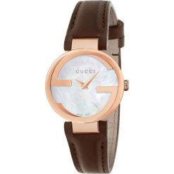 PROMOCJA ZEGAREK GUCCI Interlocking YA133516. Białe zegarki damskie marki GUCCI, złote. W wyprzedaży za 3080,00 zł.