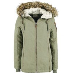 Urban Surface Ladies Lace Parka Kurtka zimowa damska oliwkowy. Zielone bomberki damskie Urban Surface, na zimę, l, z materiału. Za 365,90 zł.