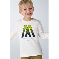 Mayoral - Longsleeve dziecięcy 92-134 cm. Białe t-shirty chłopięce Mayoral, z nadrukiem, z bawełny, z długim rękawem. Za 57,90 zł.
