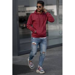 Bluza JAMES. Czerwone bluzy męskie IVET, xl, bez wzorów, bez kołnierzyka, z długim rękawem, długie, z kapturem. W wyprzedaży za 89,00 zł.