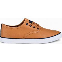 Buty męskie trampki T305 - rude. Czerwone trampki męskie Ombre Clothing, bez wzorów, z materiału, klasyczne, bez zapięcia. Za 49,00 zł.