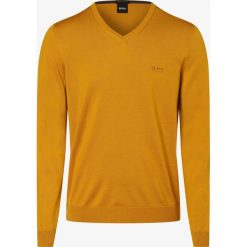 BOSS - Sweter męski – Baram-L, żółty. Żółte swetry męskie Boss, m, bez wzorów, z wełny, bez kołnierzyka, bez kaptura. Za 499,95 zł.