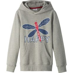 Bluza z kapturem bonprix jasnoszary melanż. Szare bluzy dziewczęce bonprix, z nadrukiem, z bawełny, bez rękawów, z kapturem. Za 37,99 zł.