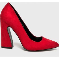 Public Desire - Czółenka. Czerwone czółenka damskie na słupku marki Public Desire, bez wzorów, z materiału, bez obcasa, bez zapięcia. W wyprzedaży za 89,90 zł.