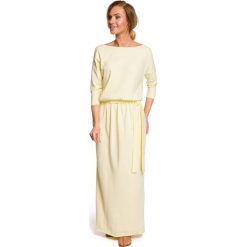 Sukienka bawełniana do kostek żółta - l/xl. Żółte sukienki damskie e-margeritka.pl, s, bez wzorów, z bawełny, z długim rękawem, długie, bez kaptura. Za 168,99 zł.
