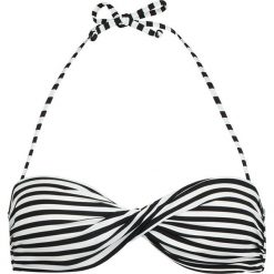 Biustonosz bikini w kolorze czarno-białym. Białe biustonosze z paskami marki Short Stories, w paski, z materiału. W wyprzedaży za 86,95 zł.
