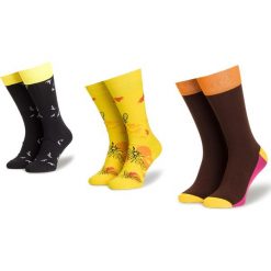 Zestaw 3 par wysokich skarpet męskich DOTS SOCKS - DTS-ZX-009-X-0000 Kolorowy. Pomarańczowe skarpetki męskie Dots Socks, bez wzorów, z elastanu. Za 39,90 zł.