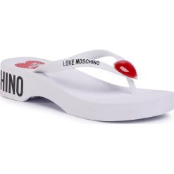 Japonki LOVE MOSCHINO - JA28194G0AJ13100 Bianco. Białe klapki damskie Love Moschino, bez wzorów, z tworzywa sztucznego, bez obcasa. W wyprzedaży za 309,00 zł.