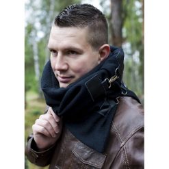 Szal wełniany ze skórą, Komin Unisex - Czarny. Czarne szaliki damskie Pakamera, ze skóry. Za 129,00 zł.