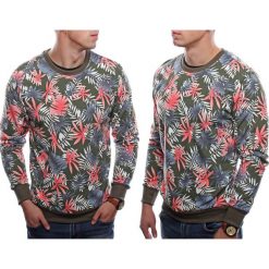 Bluza męska w kwiaty slim zielona Recea. Zielone bluzy męskie Recea, xl, w kwiaty, z bawełny, z kapturem, bez rękawów, bez kaptura. Za 89,99 zł.