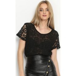 Czarna Bluzka Lucky Day. Czarne bluzki z odkrytymi ramionami Born2be, l, z koronki, z krótkim rękawem. Za 44,99 zł.