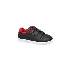 Czarne sneakersy chłopięce Vty z czerwonym wnętrzem. Czerwone trampki chłopięce bez wzorów, z materiału, sportowe, na rzepy. Za 79,90 zł.
