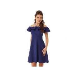 Rozkloszowana sukienka w stylu hiszpanki granatowa ED018-2. Niebieskie sukienki hiszpanki marki Ella dora, l, z falbankami, rozkloszowane. Za 259,00 zł.