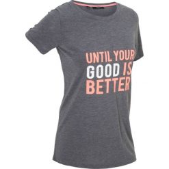 Shirt sportowy bonprix szary melanż. Szare bluzki sportowe damskie bonprix, bez wzorów, bez kołnierzyka, bez rękawów, bez kaptura. Za 54,99 zł.