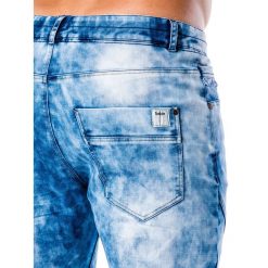 SPODNIE MĘSKIE JEANSOWE JOGGERY P174 - JASNO-NIEBIESKIE. Niebieskie joggery męskie Ombre Clothing, z bawełny. Za 79,00 zł.