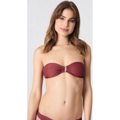 NA-KD Swimwear Góra od bikini bez ramiączek z metalową sprzączką - Brown,Red. Brązowe bikini NA-KD Swimwear, z haftami. Za 19,95 zł.