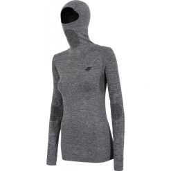 Bluzy damskie: Bluza treningowa damska BLDF002 – ciemny szary melanż – 4F