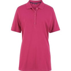 Shirt polo pique, rękawy do łokcia bonprix jeżynowo-czerwony. Różowe koszulki damskie bonprix, bez wzorów, polo, bez rękawów. Za 44,99 zł.