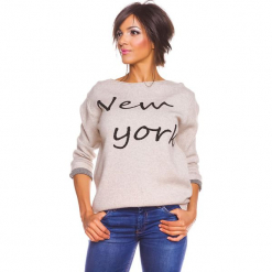 Sweter "New York" w kolorze beżowym. Brązowe swetry oversize damskie marki So Cachemire, s, z kaszmiru. W wyprzedaży za 173,95 zł.