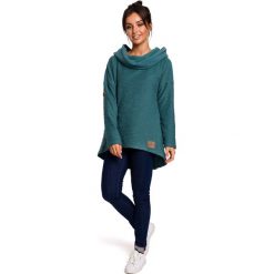 Bluza damska z kapturem zielona. Zielone bluzy damskie e-margeritka.pl, s, bez wzorów, z bawełny, z długim rękawem, długie, z kapturem. Za 154,99 zł.