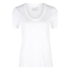 S.Oliver T-shirt damski 04.899.32.5073 . 0100 White (rozmiar 40). Białe koszulki damskie S.Oliver, s, bez wzorów, bez kołnierzyka, bez rękawów. W wyprzedaży za 53,00 zł.