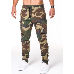 Joggery męskie: SPODNIE MĘSKIE JOGGERY P706 – ZIELONE/MORO