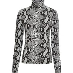 Shirt z golfem bonprix biel wełny - szary we wzór skóry węża. Białe koszulki damskie bonprix, bez wzorów, z wełny, z golfem. Za 69,99 zł.