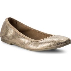 Baleriny TAMARIS - 1-22128-20 Champagne Met. 192. Żółte baleriny damskie Tamaris, bez wzorów, z zamszu, bez obcasa. W wyprzedaży za 149,00 zł.