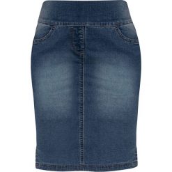 Spódnica ze stretchem z wysoką talią z wygodnym paskiem bonprix ciemny denim. Czarne spódniczki damskie bonprix, bez wzorów, z denimu. Za 99,99 zł.