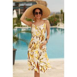 Sukienka VIKI YELLOW. Żółte sukienki damskie IVET, na co dzień, na lato, bez wzorów, bez kołnierzyka, z krótkim rękawem, krótkie, mini. W wyprzedaży za 79,00 zł.