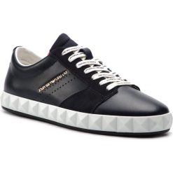 Sneakersy EMPORIO ARMANI - X4X254 XL694 C128 Navy. Niebieskie sneakersy męskie marki Emporio Armani, na co dzień, bez wzorów, ze skóry, eleganckie, bez zapięcia. Za 819,00 zł.
