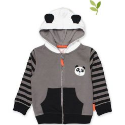 Bluza w kolorze szarym. Szare bluzy chłopięce rozpinane Toby Tiger, w paski, z bawełny, z kapturem. W wyprzedaży za 129,95 zł.