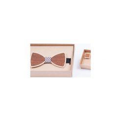Drewniana mucha + spinki ZESTAW. Pomarańczowe muszki męskie marki Bewoody, na co dzień, bez wzorów, z materiału, eleganckie. Za 160,00 zł.