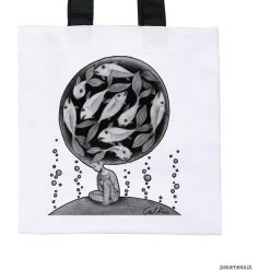Ryby - torba premium (kolory). Białe shopper bag damskie Pakamera, z materiału. Za 79,00 zł.
